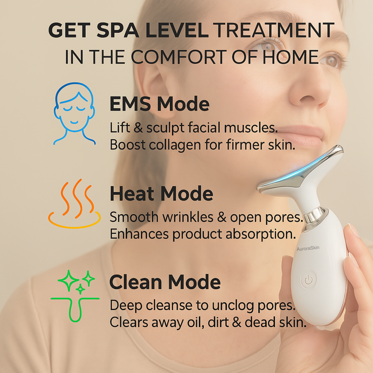 7-in-1 LED facial sculptor with EMS, heat, and clean modes for lifting and skin rejuvenation