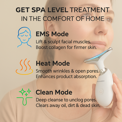 7-in-1 LED facial sculptor with EMS, heat, and clean modes for lifting and skin rejuvenation
